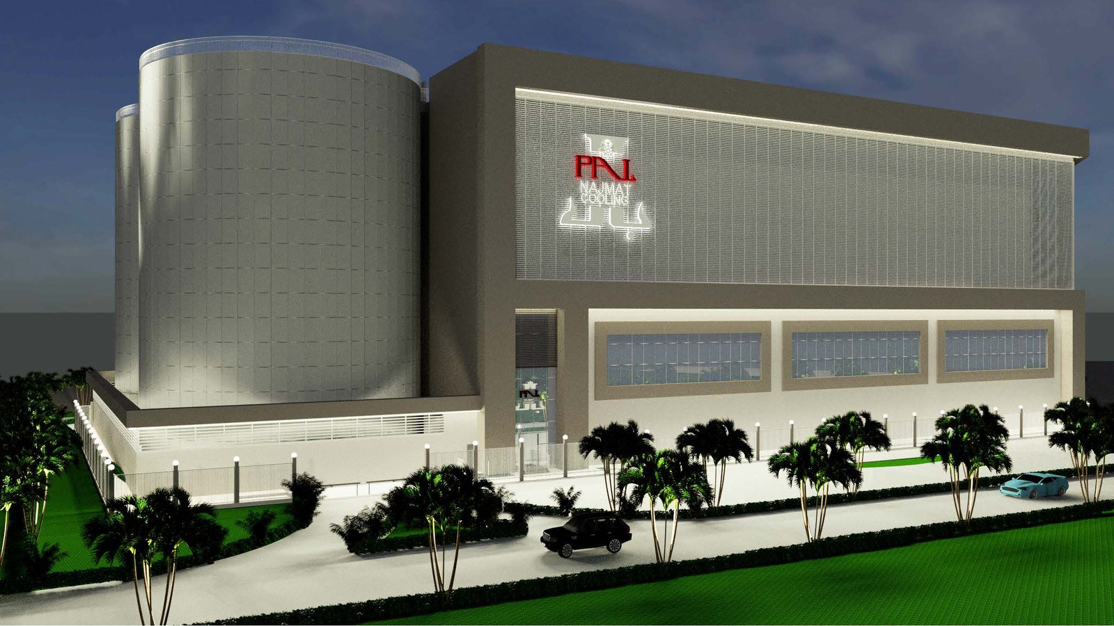 Najmat Development district cooling plant DCP-01 with thermal storage tanks